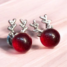 Load image into Gallery viewer, Red Garnet Reindeer Earrings - It's a Beautiful Life Boutique