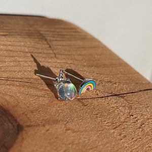 Unicorn and Rainbow Moonstone Stud Earrings - It's a Beautiful Life Boutique 