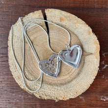 Load image into Gallery viewer, Sterling Silver Lace Heart Locket - It&#39;s a Beautiful Life Boutique 