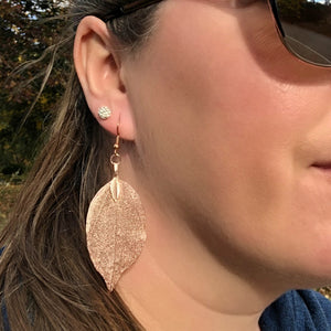 Rose Gold Leaf Earrings - It's a Beautiful Life Boutique 