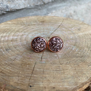 Rose Gold Geode Stud Earring - It's a Beautiful Life Boutique 