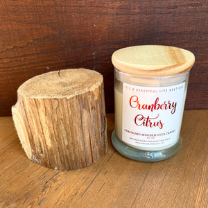 Cranberry Citrus: Crackling Wooden Wick Candle