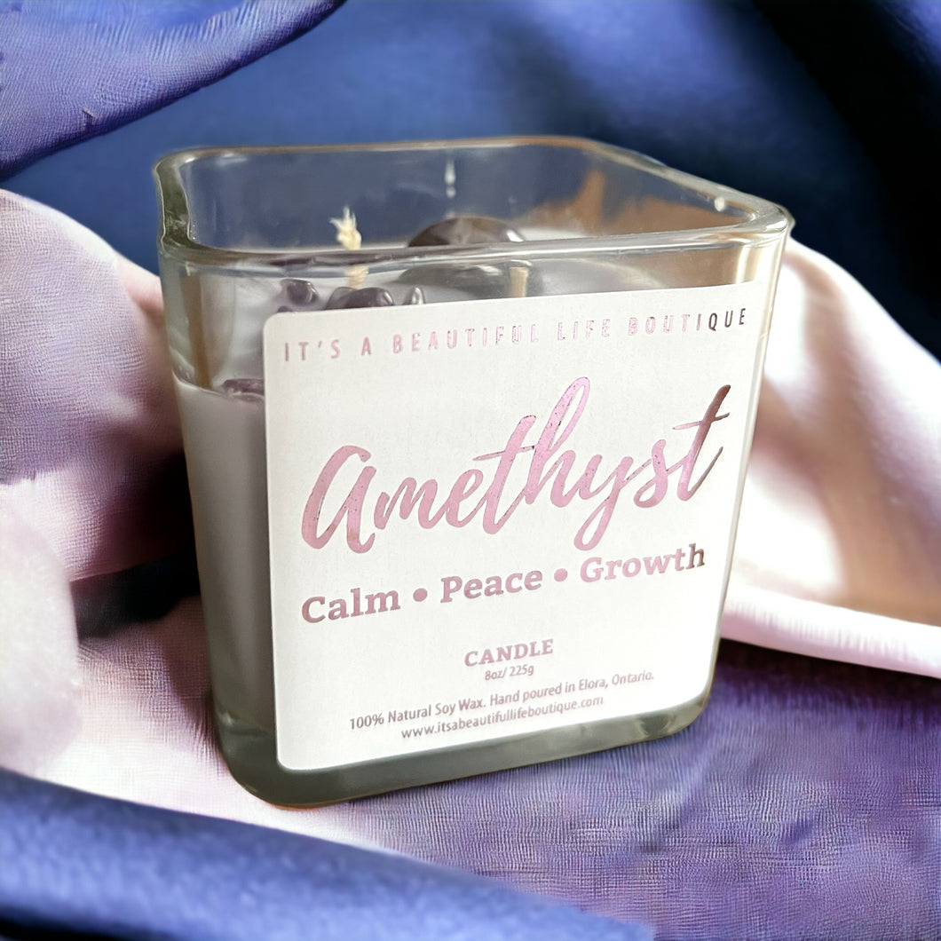 Amethyst Gemstone Soy Candle