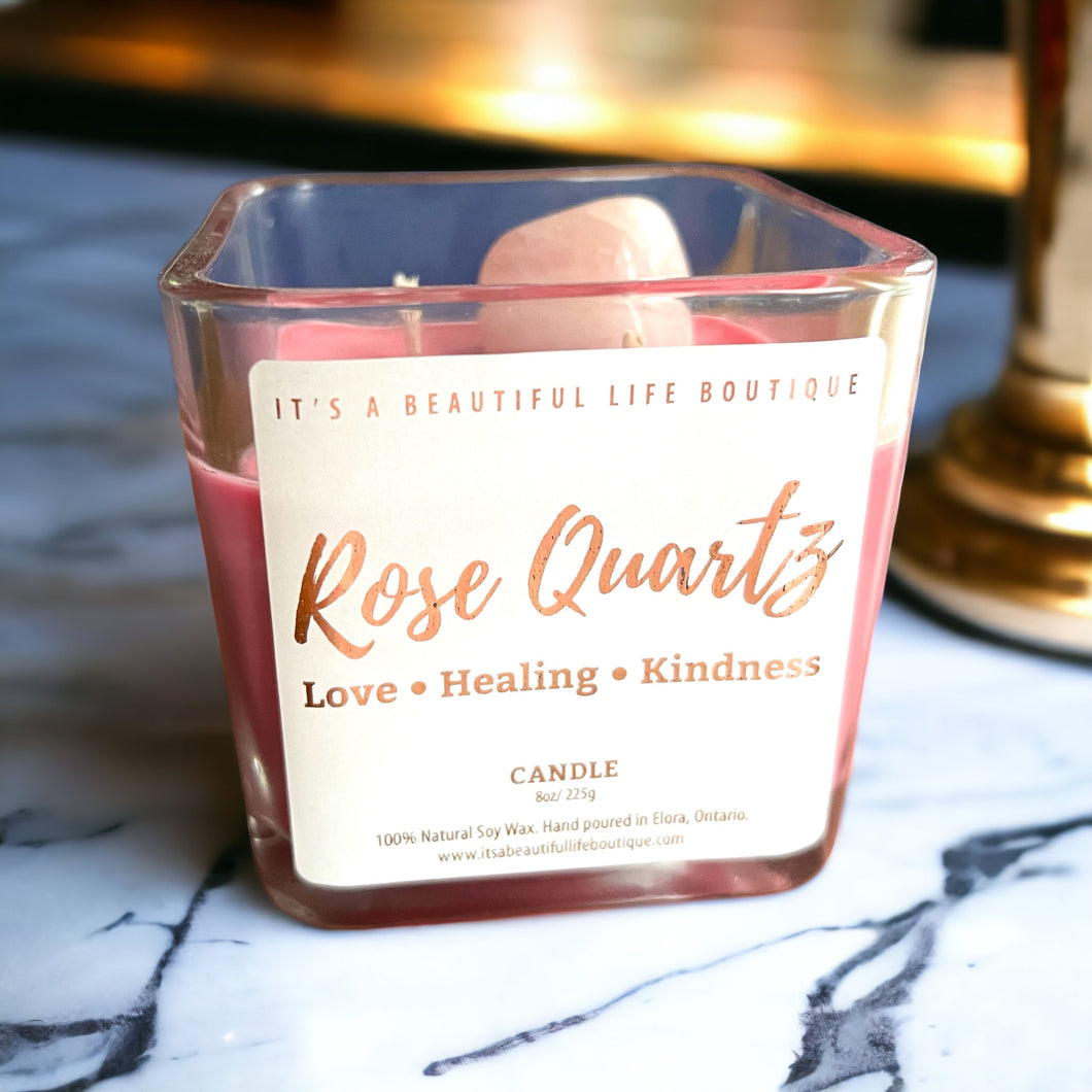 Rose Quartz Gemstone Soy Candle