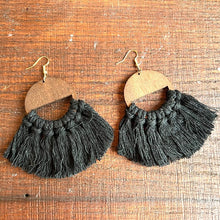 Load image into Gallery viewer, Macrame and Wood Drop Earrings