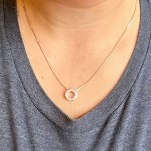 Sterling Silver Crystal Halo Necklace - It's a Beautiful Life Boutique 