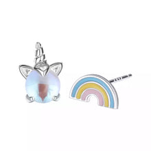 Load image into Gallery viewer, Unicorn and Rainbow Moonstone Stud Earrings - It&#39;s a Beautiful Life Boutique 