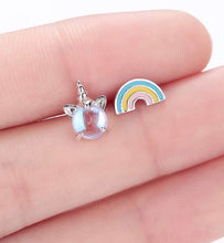 Load image into Gallery viewer, Unicorn and Rainbow Moonstone Stud Earrings - It&#39;s a Beautiful Life Boutique 