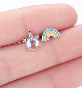 Unicorn and Rainbow Moonstone Stud Earrings - It's a Beautiful Life Boutique 
