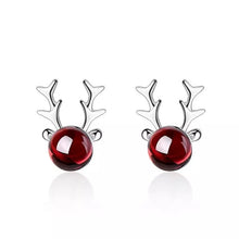 Load image into Gallery viewer, Sterling Silver and Red Garnet Reindeer Earrings - It&#39;s a Beautiful Life Boutique 