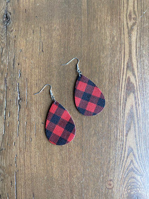 Buffalo Plaid Leather Drop Earrings - It's a Beautiful Life Boutique 