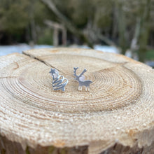 Load image into Gallery viewer, Sterling Silver Reindeer and Christmas Tree Stud Earrings - It&#39;s a Beautiful Life Boutique 