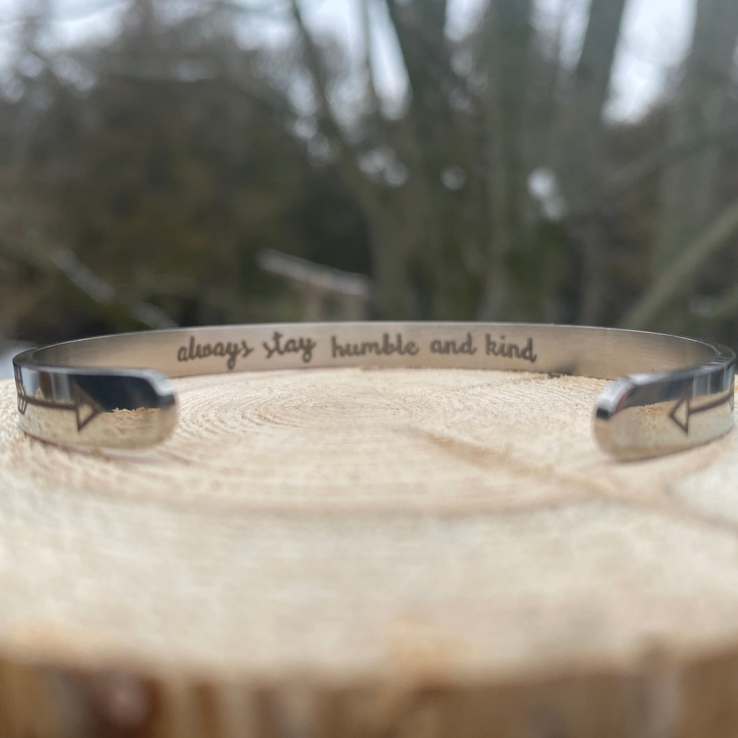 Always Stay Humble and Kind   Hidden Message Inspirational Bangle - It's a Beautiful Life Boutique 