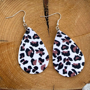 Animal Print Leather Drop Earrings - It's a Beautiful Life Boutique 