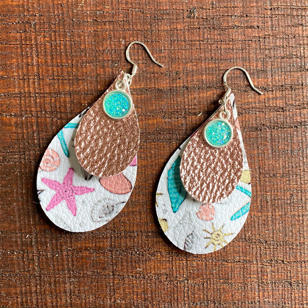 Seaside Vegan Leather Drop Earrings - It's a Beautiful Life Boutique 