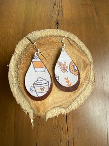 Double Layer Latte Vegan Leather Earrings - It's a Beautiful Life Boutique 