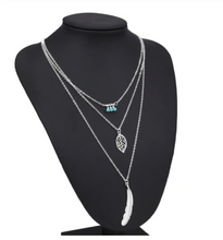 Load image into Gallery viewer, 3 Layer Bohemian Leaf Necklace - It&#39;s a Beautiful Life Boutique 