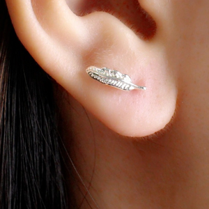 Sterling Silver Leaf Stud Earring - It's a Beautiful Life Boutique 