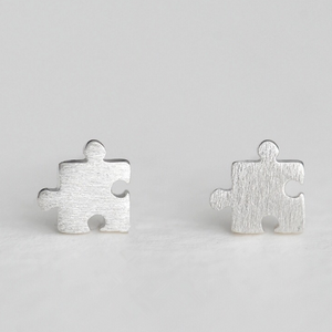 Sterling Silver Puzzle Piece Stud Earring - It's a Beautiful Life Boutique 