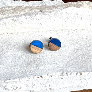 Wood and Resin Stud Earrings