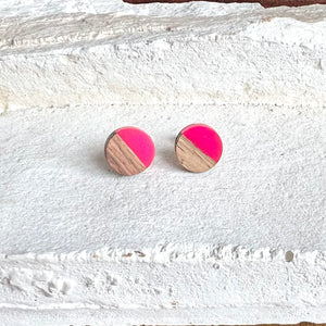 Wood and Resin Stud Earrings