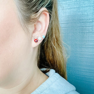Sterling Silver and Red Garnet Reindeer Earrings - It's a Beautiful Life Boutique 