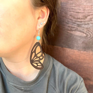 Wooden Butterfly Wing Drop Earrings