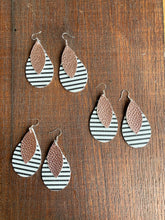 Load image into Gallery viewer, Stripe and Rose Gold Leather Drop Earrings - It&#39;s a Beautiful Life Boutique 