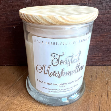 Crackling Wooden Wick Candle: Toasted Marshmallow