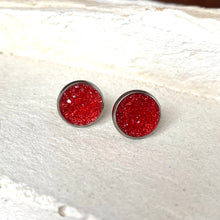 Load image into Gallery viewer, Ruby Red Geode Earring