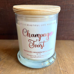 Crackling Wooden Wick Candle: Champagne