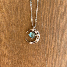 Load image into Gallery viewer, Sterling silver crescent moon crystal necklace