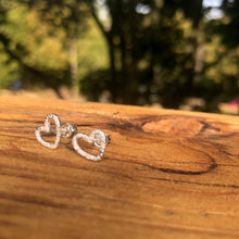 Load image into Gallery viewer, Hammered Silver Heart Studs - It&#39;s a Beautiful Life Boutique 