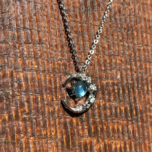 Sterling silver crescent moon crystal necklace