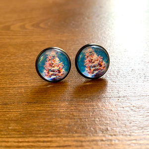 Blue Magic Christmas Tree Glass Studs - It's a Beautiful Life Boutique 