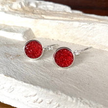 Load image into Gallery viewer, Ruby Red Geode Earring