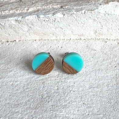 Wood and Resin Stud Earrings