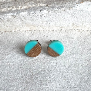 Wood and Resin Stud Earrings