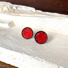 Load image into Gallery viewer, Ruby Red Geode Earring