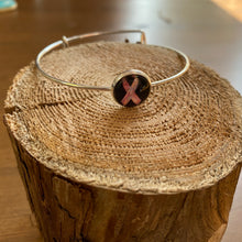 Load image into Gallery viewer, Breast Cancer Awareness Sterling Silver Geode Bangle - It&#39;s a Beautiful Life Boutique 