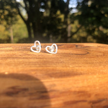 Load image into Gallery viewer, Hammered Silver Heart Studs - It&#39;s a Beautiful Life Boutique 