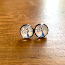 Load image into Gallery viewer, Blue Tree of Life Glass Studs - It&#39;s a Beautiful Life Boutique 
