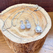 Load image into Gallery viewer, Square Crystal and Sterling Silver Earring and Necklace Set - It&#39;s a Beautiful Life Boutique 