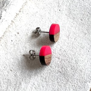 Wood and Resin Stud Earrings