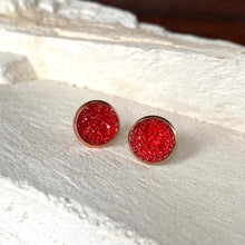 Load image into Gallery viewer, Ruby Red Geode Earring