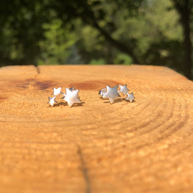 Sterling Silver Triple Star Earrings - It's a Beautiful Life Boutique 