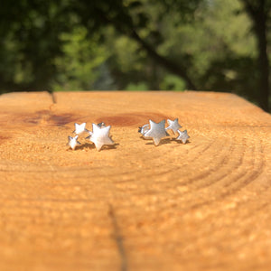 Sterling Silver Triple Star Earrings - It's a Beautiful Life Boutique 