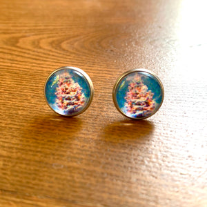 Blue Magic Christmas Tree Glass Studs - It's a Beautiful Life Boutique 