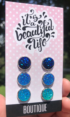 Aquatica Geode Earring Trio - It's a Beautiful Life Boutique 