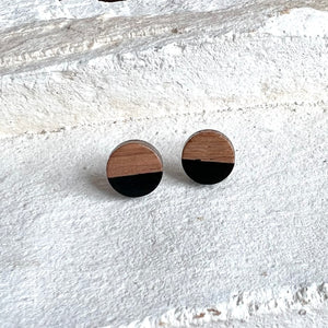 Wood and Resin Stud Earrings